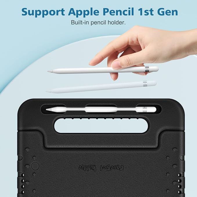 Fintie Kid-Friendly Case for iPad (A16) 11th Gen 11-inch iPad 10th Gen | for iPad 10th Generation 10.9 EVA Foam Lightweight Shockproof Handle Stand Cover Pencil Holder for Girls &amp Boys Blac