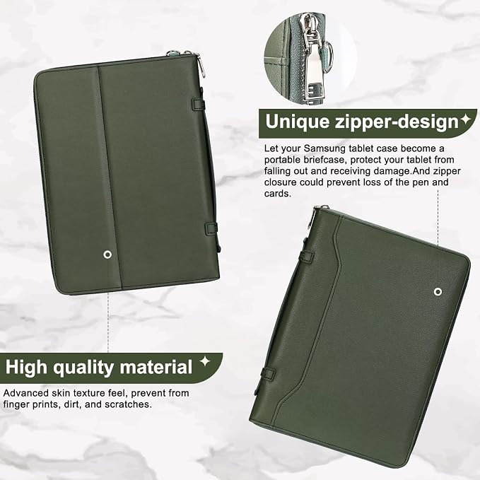 Case for Samsung Galaxy Tab S10 Lite / S10 FE / S9 FE 10.9-Inch / S9 11 | PU Leather / Zipper Bag / Clear Back Case / Hand Strap / Shoulder Strap / S-Pen Holder / Stand Cover