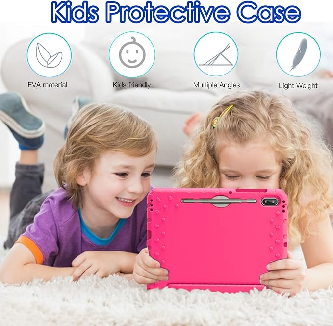 Kids Case for Samsung Galaxy Tab S6 Lite 10.4 Inch with S Pen Holder Black | Fits 2024/2020/2022 Released Shockproof EVA Lightweight Foldable Handle Stand Washable Kids-Friendly