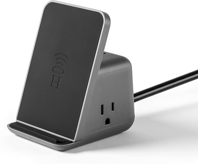 Halo Wireless Charging Pad with 3 USB Ports &amp 2 AC Outlets Phone Charging Station for up to Five Devices Red