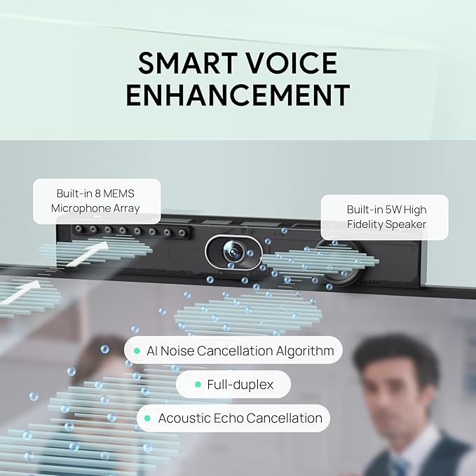 Yealink UVC40 E2 USB Conference Room Camera System Ultra-HD 4K Video Conference Camera 120° Wide-Angle Lens Built-in 8 Microphone Arrays Auto Framing Speaker Tracking and Smart Area Exposure Webcam