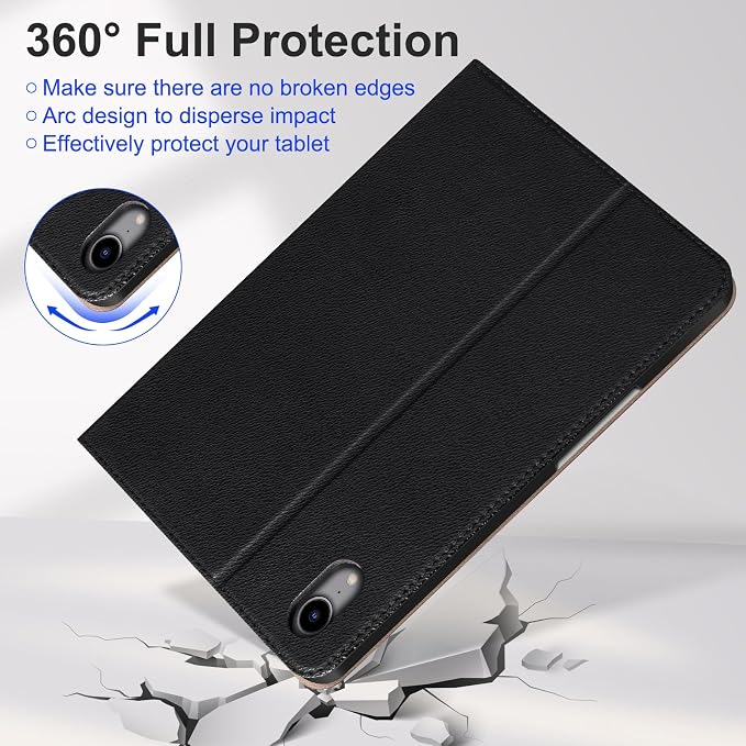 Case for iPad mini 7 (A17) ProiPad mini 7th/6th Gen (2024/2021) | Microfiber Leather Folio Cover with Adjustable Multi-angle StandAuto Sleep/WakeShockproof Protection CaseBlack