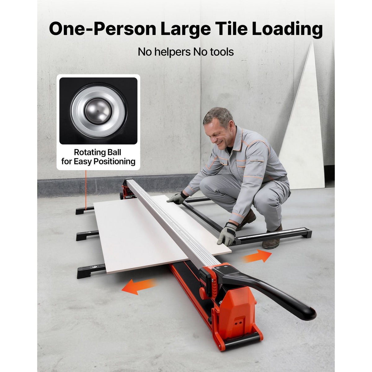 71-Inch Manual Tile Cutter, Upgraded Rail and Sliding Head, Precision Alignment Guide, Tungsten Carbide Cutting Wheel, Support Legs with Swivel Wheels, for DIY Pros, Ceramic, Floor, Wall Tiles