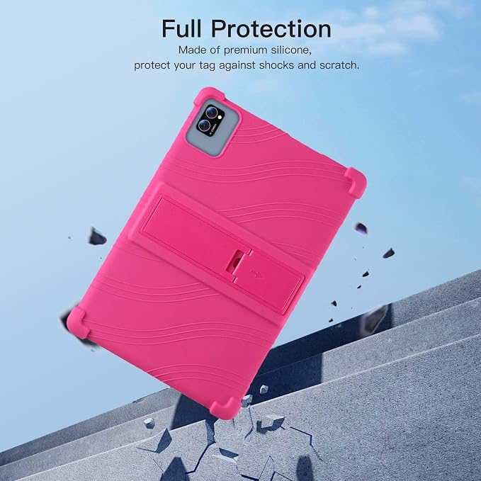 Case for LECTRUS T30W Android 15 Tablet 10 inchSoft Silicone Protector CoverKids FriendlyAdjustable Stand Tablet Cover4 Corners Thicken ShockproofPink