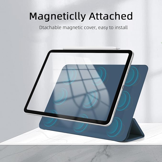 for iPad Air 13 inch M4/M3/M2 Case (2026/2025/2024Model A3268/A3269/A3271) Auto Sleep/Wake and Magnetic Closure Slim Trifold Stand Case PU Leather Cover Support Apple Pencil Pro Black