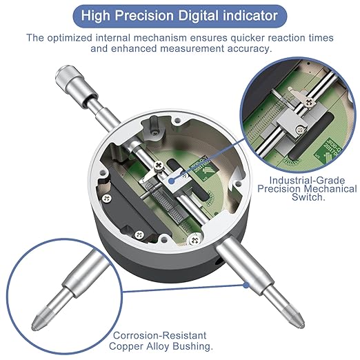 HDLNKAK Electronic Digital Dial Indicator Gauge Inch/Metric Conversion 0-1 Inch/25.4 mm Digital Probe Indicator Dial Test Gauge High Resolution: 0.0005''/0.01mm