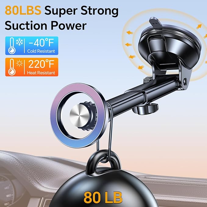 for MagSafe Car Mount【 Windshield + Vent + Dash 】 Magnetic Phone Holder for Car Phone Holder Mount Cell Phone Holders for Your Car Truck Suction Car Phone Mount for iPhone 16 Pro Max 15 14 13 12 Plus