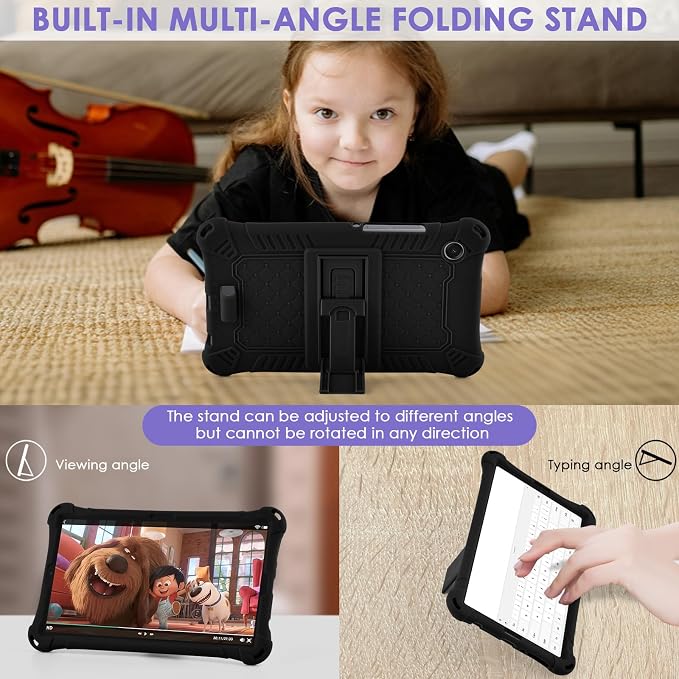 DETUOSI Compatible with Samsung Galaxy Tab A11 8.7 inch 2025 with Shoulder Strap &amp Stylus Pen Soft Silicone Multi-Angle Cover for Samsung Galaxy Tab A9 8.7 inch 2023 Black