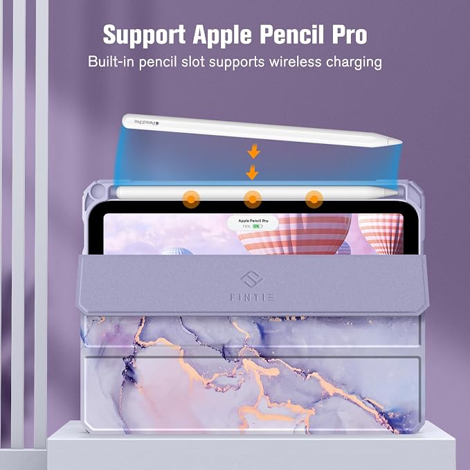 Fintie Clear Case for iPad mini 7th Generation (A17 Pro) / mini 6 8.3 | Slim Hybrid Shockproof Hard PC Back Cover Pencil Holder Viewing &amp Typing Angles Auto Sleep/Wake Black