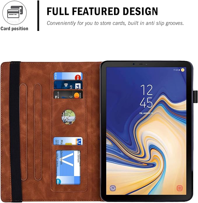 Galaxy Tab S4 10.5 2018 Case RASUNE PU Leather Card Slot Multi-Angle Stand Cover with Auto Sleep/Wake Protective Folio Case for Samsung Galaxy Tab S4 10.5 2018 Model SM-T830/T835/T837 -Black