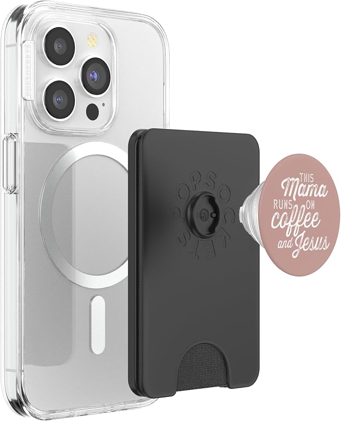 This Mama Runs on Coffee and Jesus - Cute Christian Quote PopSockets Adhesive PopGrip