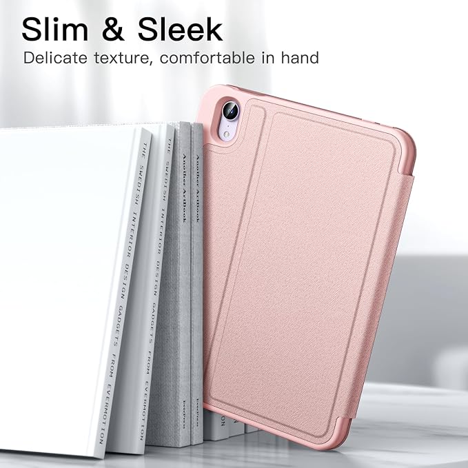 JETech Folio Case Cover for iPad mini A17 Pro/6th Gen (2024/2021) Black | Multi-Angle Stand Cover Pencil Holder Slim Protective Cover Auto Wake/Sleep