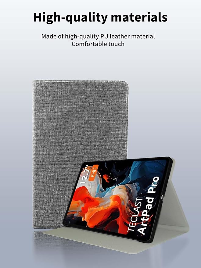 Case for TECLAST ArtPadPro Tablet 12.7inchNOUKAJU Tablet Protection CaseFolding StandAngle AdjustmentProtection Cover for TECLAST ArtPadPro(Gray)