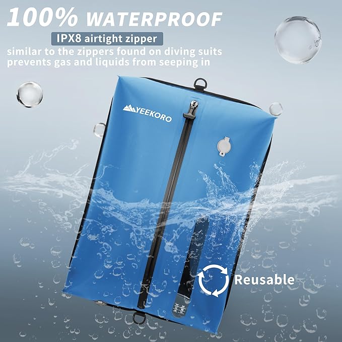 YEEKORO Upgraded Vacuum Bag for Travel, Professional IPX8 Waterproof Reusable Vacuum Compression Bags for Travel Suitcases, Durable Space Saver Bag