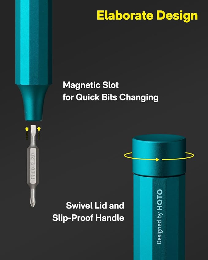 HOTO 24 in 1 Multi Bit Mini Screwdriver Set Magnetic, Manual Precision Screwdriver Set, EDC Pen Screwdriver for Eyeglasses, Electronics, Watches, Phones, Laptops, Cameras, Dark Turquoise