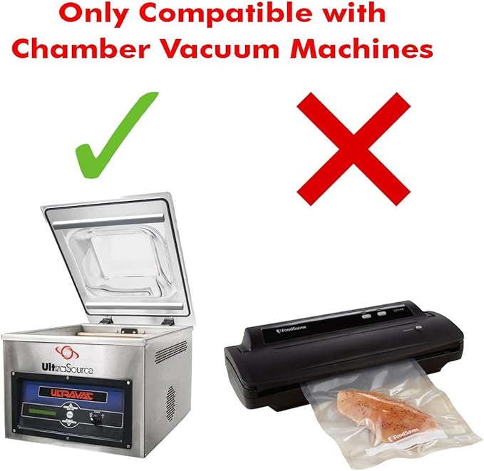 UltraSource - Chamber Machine Pouches 3 Mil Thickness, 8" x 12", Pack of 500 Vacuum Chamber Pouches, BPA-Free Pre-Cut Chamber Vacuum Sealer Bags with tear notch