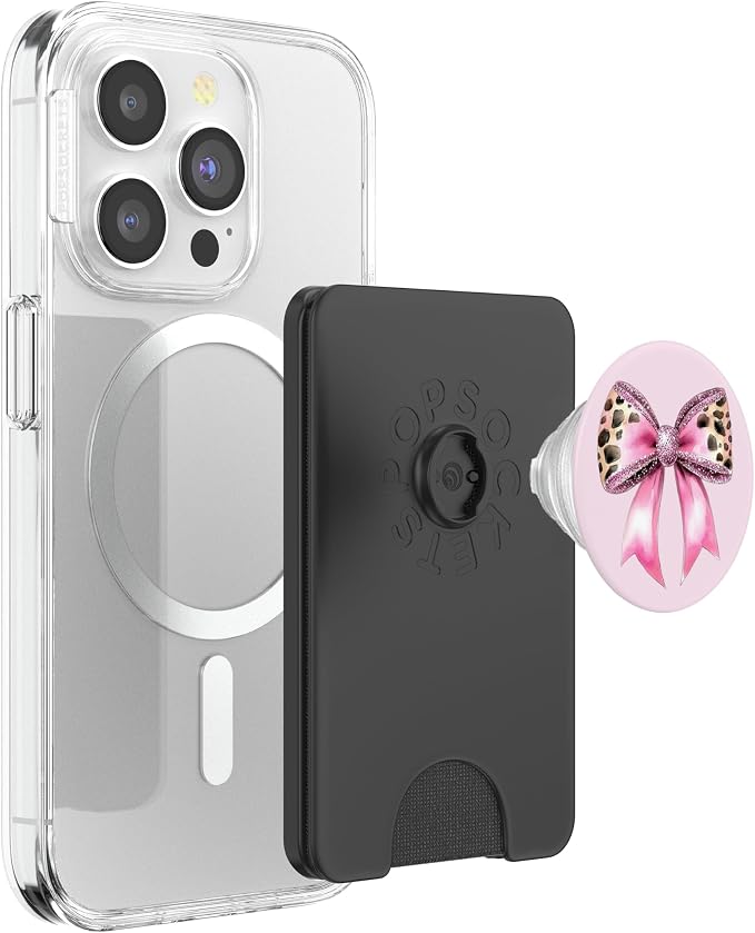 Bow Coquette Cute Pink Bows Aesthetic Hot Pink Leopard Print PopSockets PopGrip for MagSafe