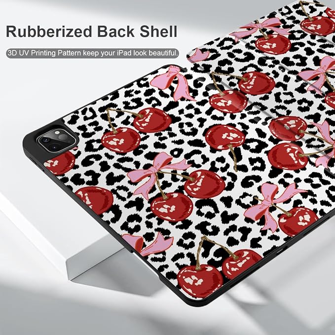 MEEgoodo for iPad Pro M2 12.9 Case 6th/5th/4th/3rd Generation 2022 2021 2020 2018 with Pencil Holder Tablet Cover with Soft TPU Back Shell Art Painted Flowers