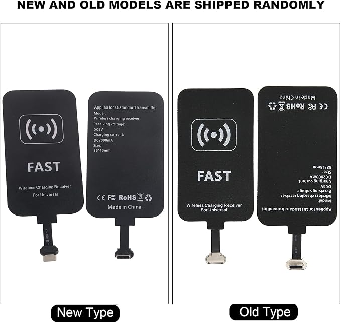 10W Fast Wireless Charging Receiver 5V/2A Type C Wireless Charging Receiver - Charger Receiver Chip for Mobile Phones with USB-C