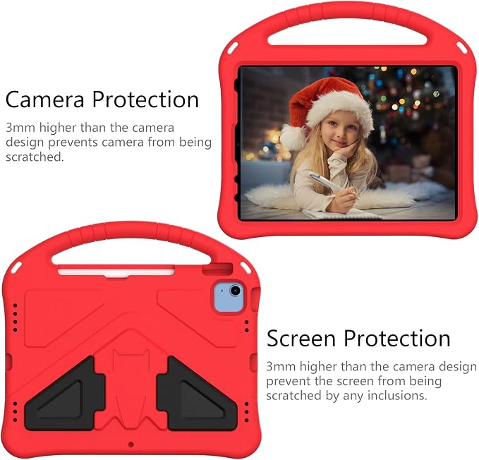 Dteck Kids Case for iPad 10.2 - Shockproof Rugged EVA Handle Stand Child Proof Case for iPad 9/8/7 Generation Black