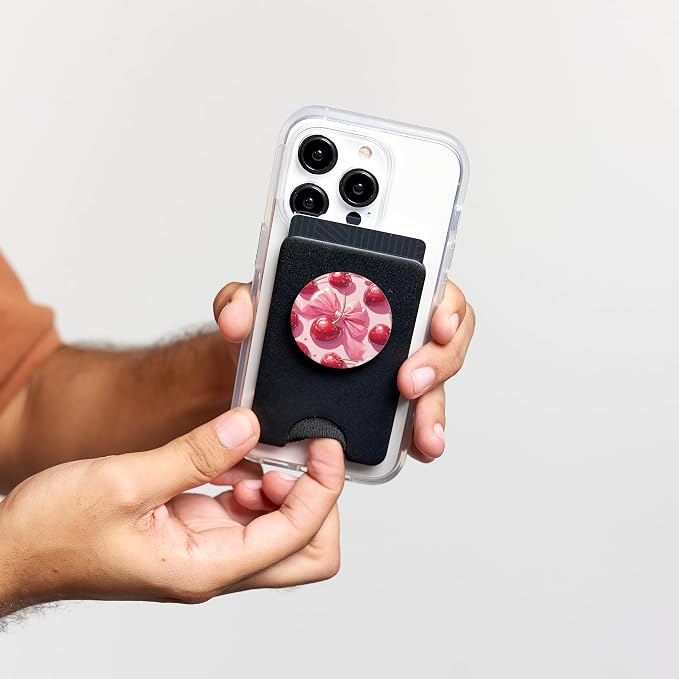Coquette Cherry Pink Bow Cherry Lover Fruit PopSockets PopWallet for MagSafe