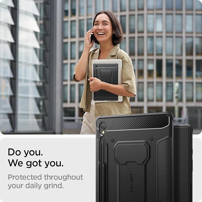 Spigen for Galaxy Tab S10 FE Plus Case (2025) Rugged Armor Pro Protective Tri-Fold Cover and S Pen Holder 13.1 inch Black
