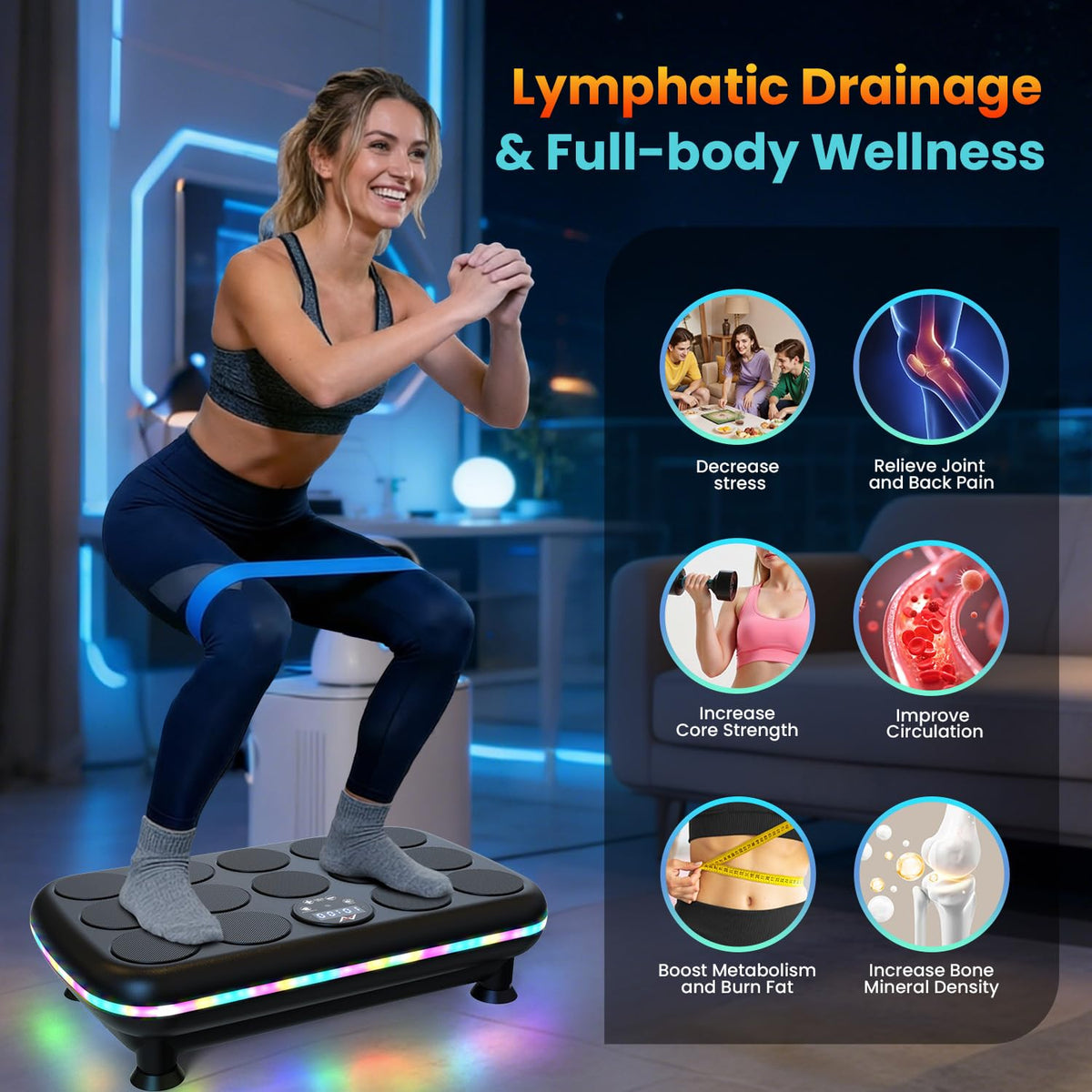AXV Vibration Plate Fitness Platform Exercise Machine Vibrating Shaking Full Body Shaker Workout Vibrate Stand Shake Board Sport for Weight Loss Fat Burner for Gym Home Office