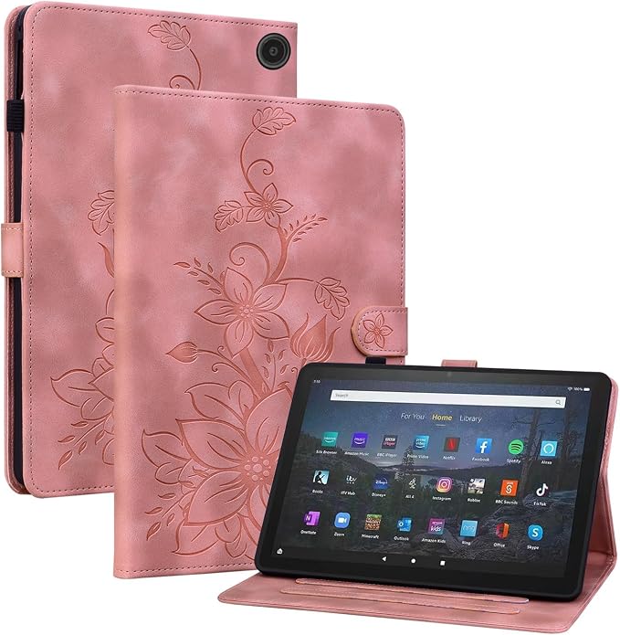 Case for All-New Amazon Fire HD 10 and 10 Plus Tablet (13th/11th Generation 2023/2021 Release) Magnetic Clasp Stand Leather Case with Pen Holder Blue
