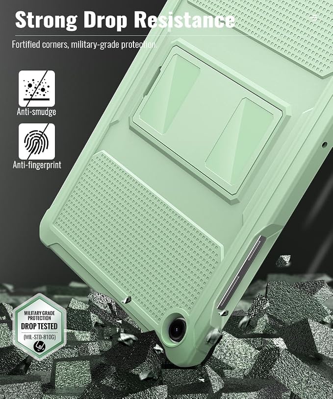 MoKo Shockproof Case Fit Samsung Galaxy Tab A11+ Plus/ A9+ 11 Inch | Full Body Rugged Stand Back Cover with Built-in Screen Protector for Galaxy Tab A11+/ A9+ Tablet Light Gray
