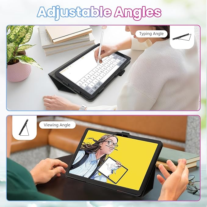 Case for Wacom MovinkPad 11 11-Inch TabletShockproof PU Leather Cover with Hand Strap Two-Fold StandCompatible with MovinkPad 11 11 Android Tablet (Black)