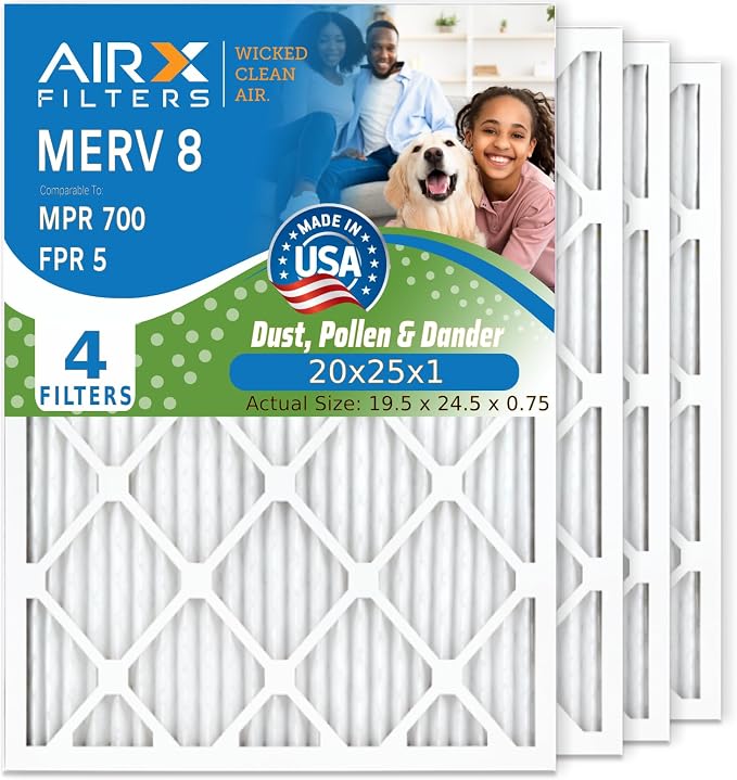AIRX FILTERS WICKED CLEAN AIR 20x25x1 MERV 8 Electrostatic Pleated Air