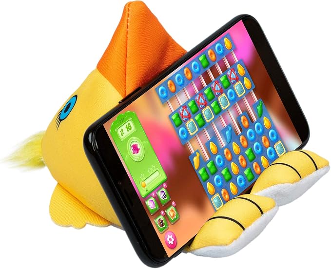 Plusheez Mobile Phone Holder | 2 in 1 Phone Stand with Micro Fibre Wipe | Screen Cleaner | Universal Phone Stand for Kids Children Adults | eReader/Kindle/Smartphone/Small Tablet Compatible (Bird)