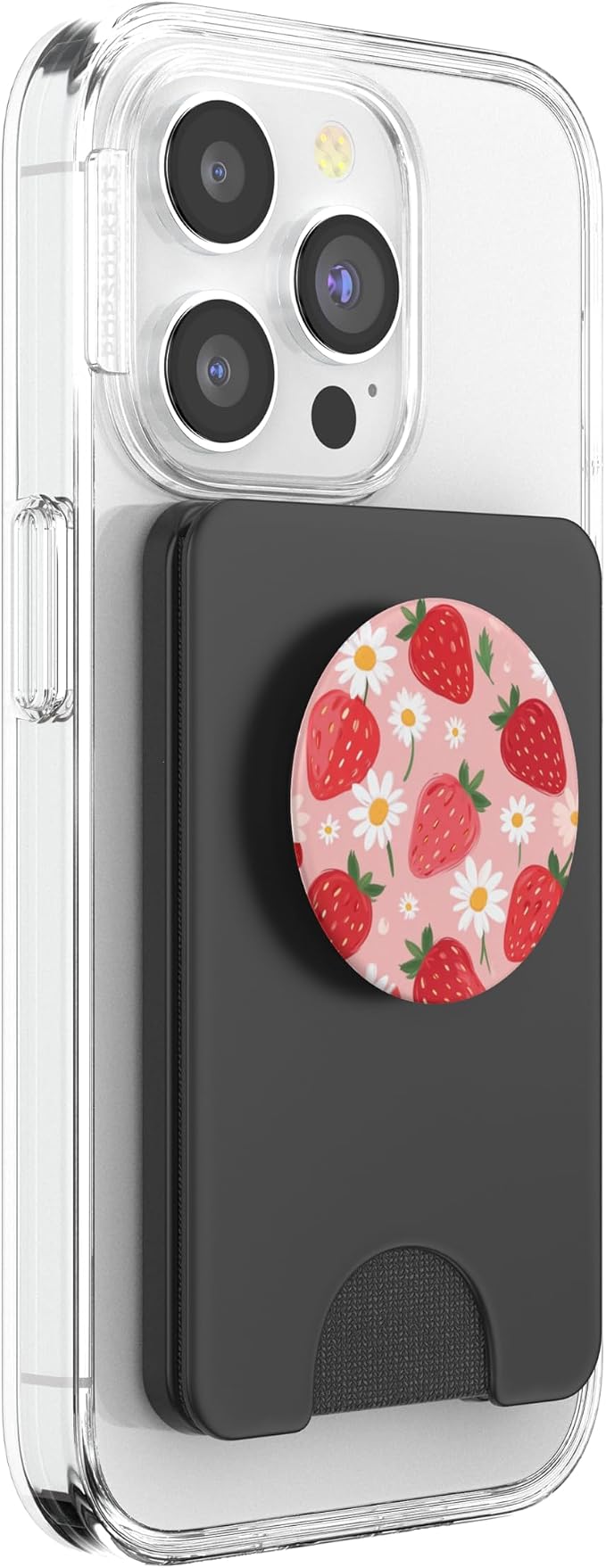 Pink Strawberry Daisy Pattern PopSockets PopGrip for MagSafe