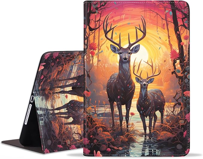 Case for iPad 6th/5th Generation (2018 2017 Model 9.7 Inch) iPad Air 2/Air 1 (9.7 Inch) Slim PU Leather Stand Folio Cover with Auto Wake Sleep African Woman Wolf