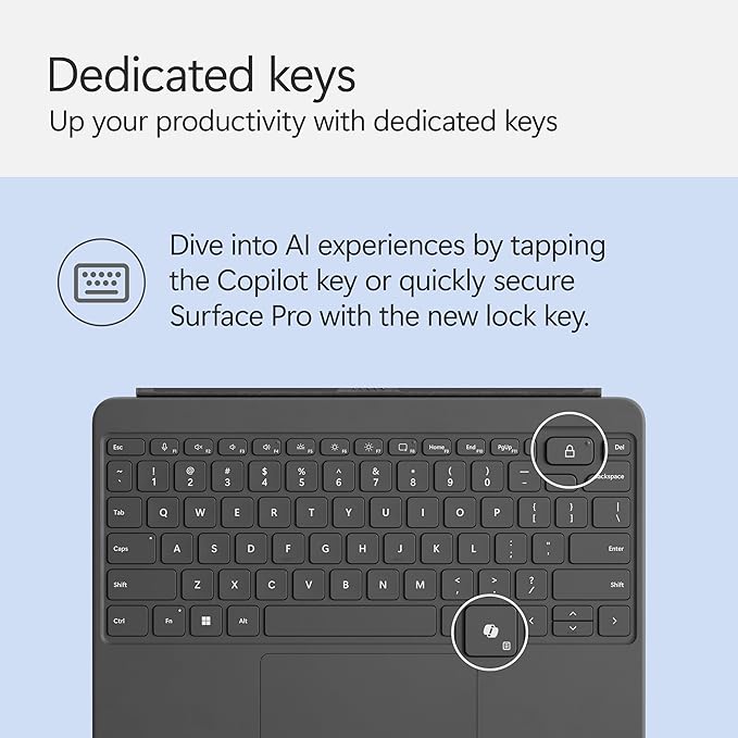 Microsoft Surface Pro Keyboard for Surface Pro 12" Device, Keyboard Only, Alcantara Material, Slate, Bold Keyset