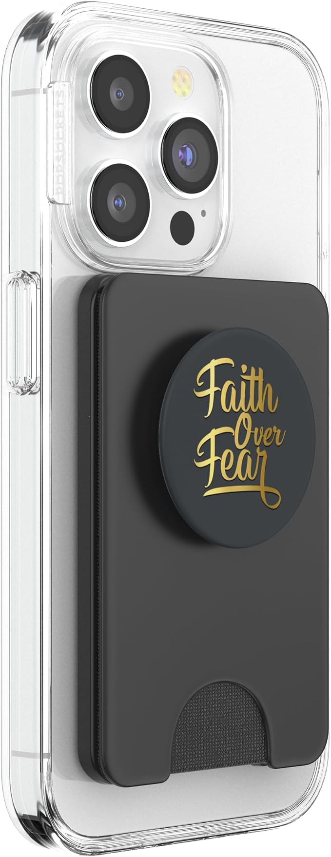 Golden Faith Over Fear On Dark Gray PopSockets Adhesive PopGrip