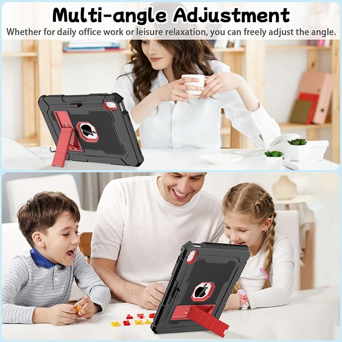 LTROP Case for iPad A16 11th Generation 2025 11 Inch / 10th Generation 2022 10.9 Inch with Kickstand and Pencil Holder Shockproof Rugged Protective iPad 11 inch Cover Black
