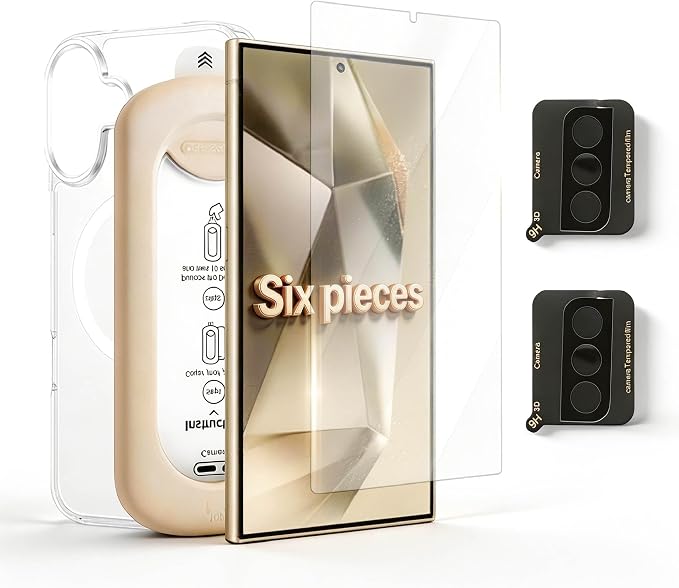 6 Pack Screen Protector Compatible for Samsung Galaxy S22 Half-Year Use Tempered Glass with 3 Pack Camera Lens Protector &amp Phone Case Easy Install Frame 9H Hardness Bubble Free HD Clear Ful