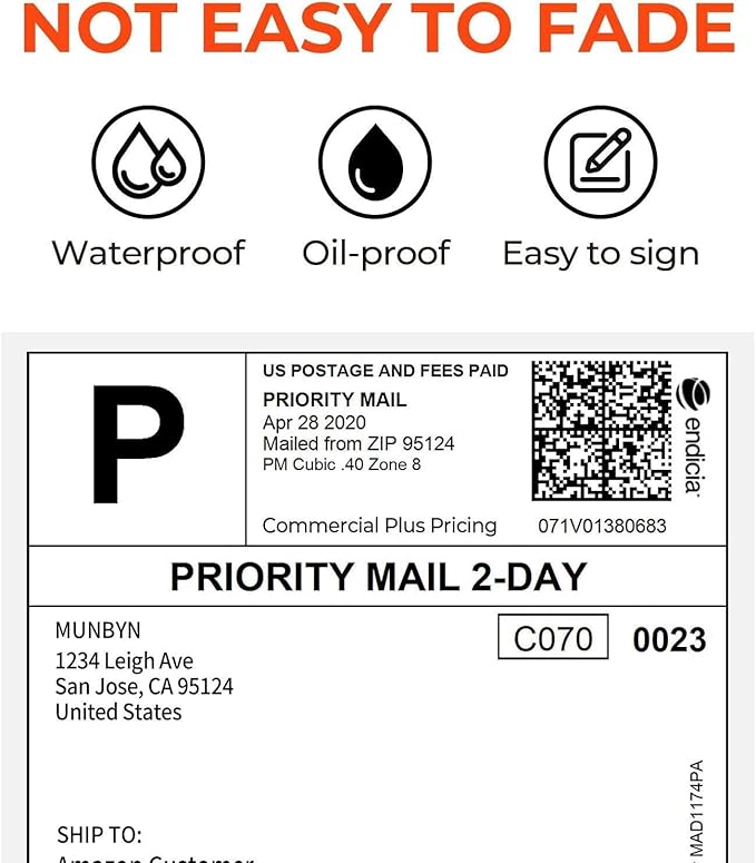 MUNBYN Bluetooth Thermal Label Printer 941B+Thermal Direct Shipping Label (Pack of 500 4x6 Fan-Fold Labels)+White Label Holder