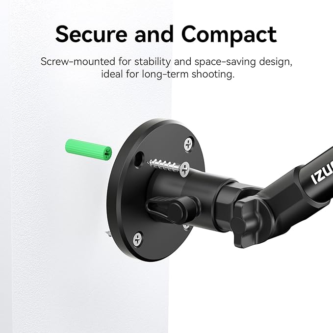 ULANZI ZJ04 Magic Arm Camera Wall Mount Overhead Mount, 70cm/27.6inch Aluminum Adjustable Articulating Arm w 1/4" Ball Head for Cameras DSLR Lights Mount for Live Streaming/Photo Video Shooting