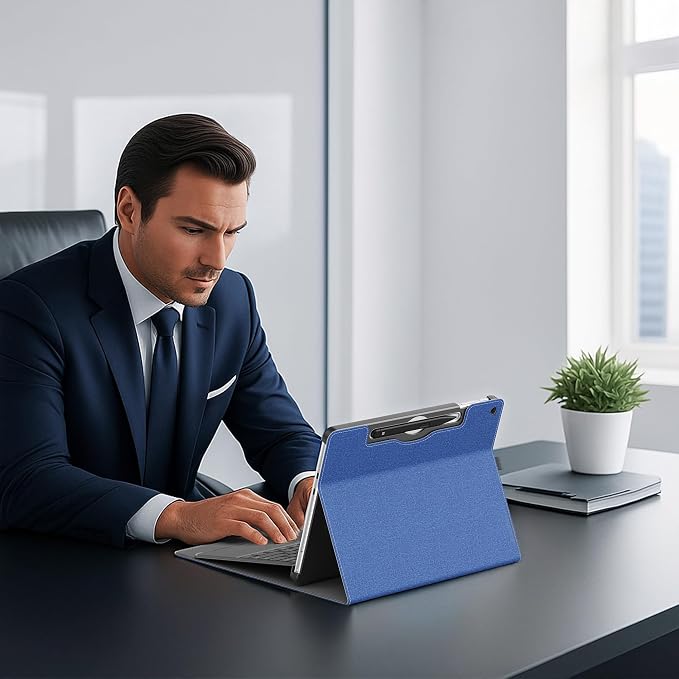 Tablet Case for 2025 New Microsoft Surface Pro 1st Edition 12-inch PU Leather &amp Hard Shell Laptop Protective Cover with Multi-Angle Built-in Kickstand &amp Pen Holder (Black)