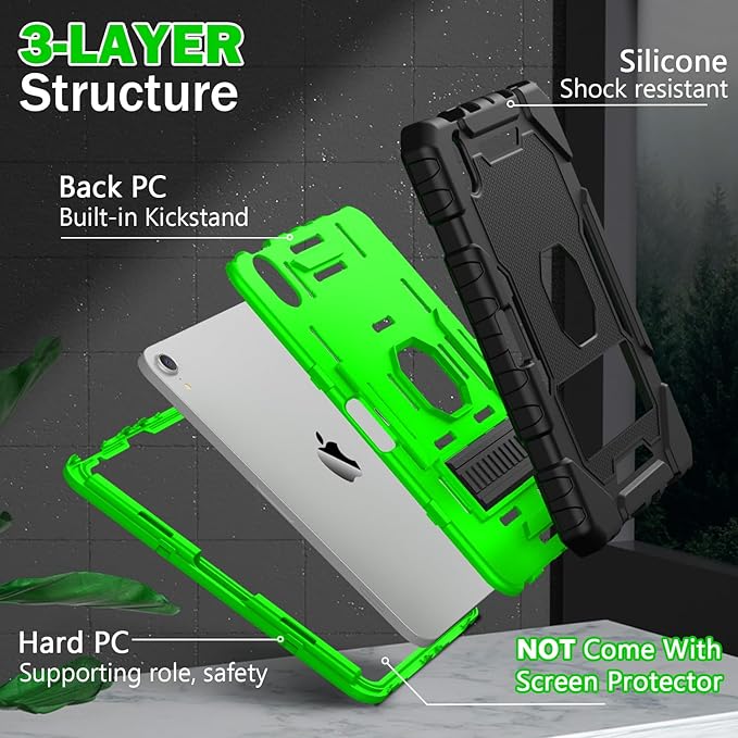 Grifobes Case for iPad mini 7 (A17 Pro) 2024 / Mini 6 2021 8.3 inch, Heavy Duty Shockproof Rugged Cover with Pencil Holder Stand, for I Pad Mini7th/6th Gen 8.3" Case for Kids Boys (Black+Green)