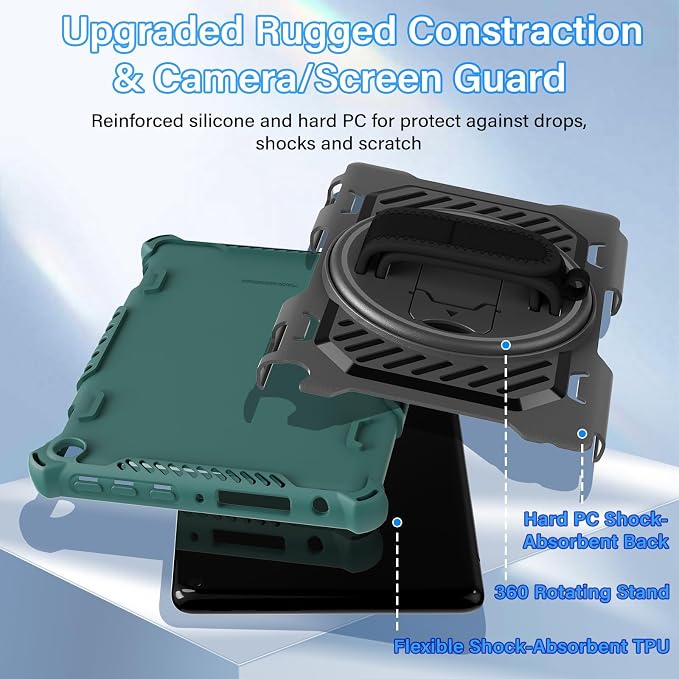 for Flre HD 8 &amp 8 Plus Case 12th/10th Generation | (2024/2022/2020 Release) with 360 Kickstand Hand Strap for Kids