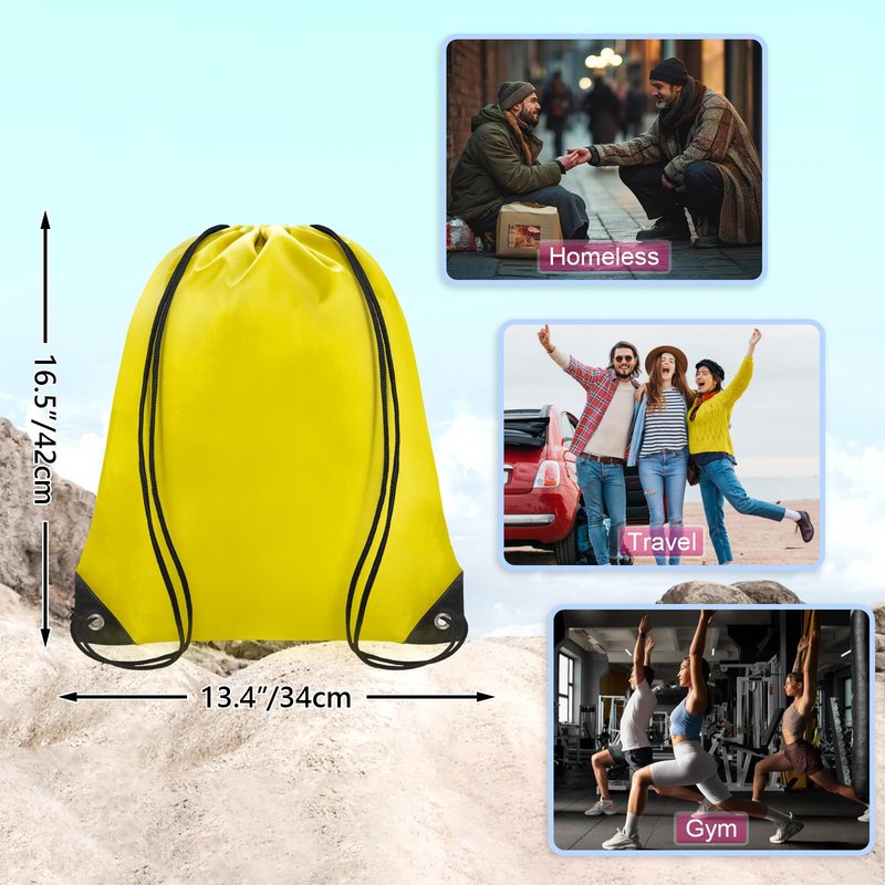 Grneric Drawstring Bags 28 PCS Drawstring Backpack Bulk String Backpack Cinch Bag Sackpack for Men Women Gym (Yellow)