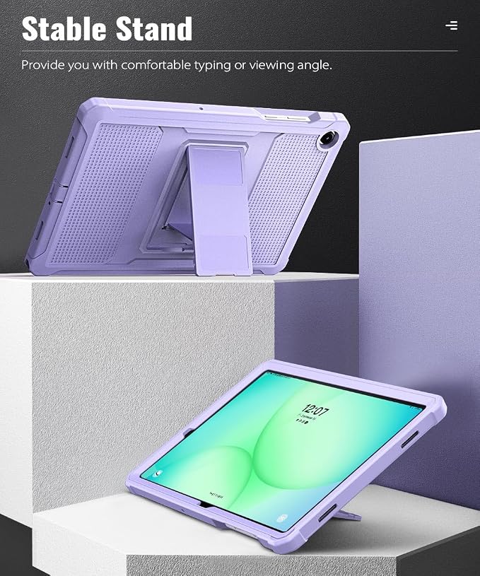 MoKo Shockproof Case Fit Samsung Galaxy Tab A11+ Plus/ A9+ 11 Inch | Full Body Rugged Stand Back Cover with Built-in Screen Protector for Galaxy Tab A11+/ A9+ Tablet Light Gray