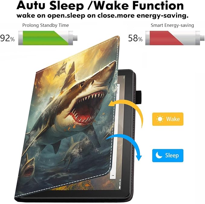 Case for Amazon Kindle Fire HD 10 Tablet 10.1 (9th/7th Generation 2019/2017 Release) - PU Leather Folio Case with Smart Auto Wake/Sleep African American Girl