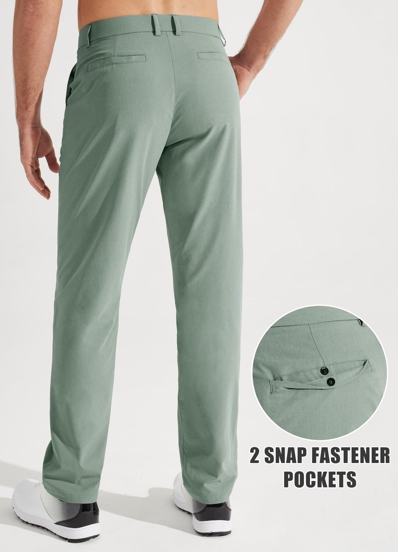 Libin Mens Golf Pants Stretch Work Dress Pants 30" Quick Dry Lightweight Business Casual Slacks for Men Travel Vocation Water Resistant, Sage Green, 35W x 30L