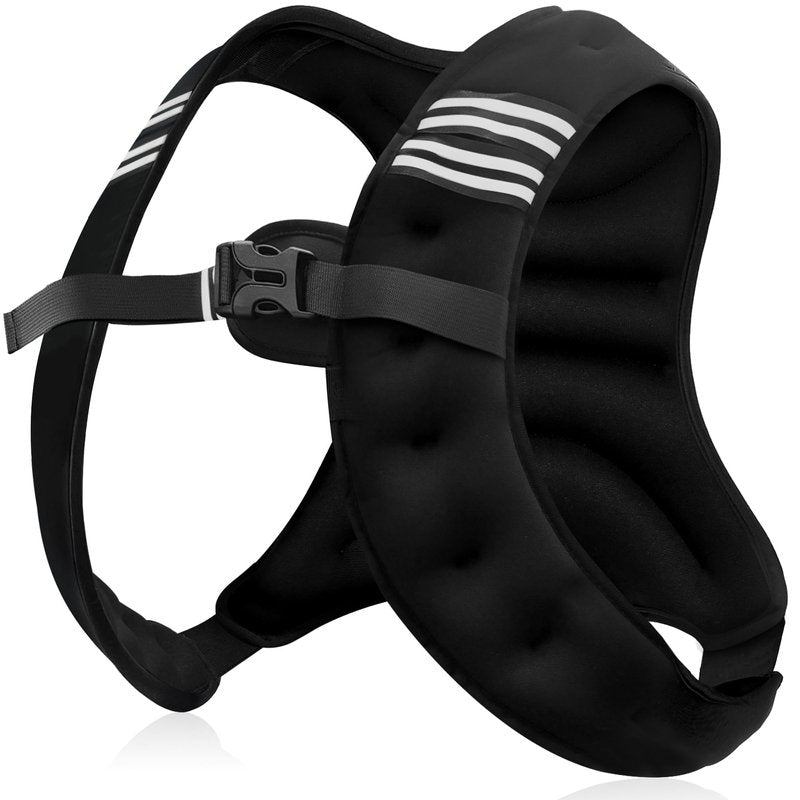 NATURELUX Weighted Vest with Reflective Stripe and Adjustable Buckle Straps, Black, 5 lbs