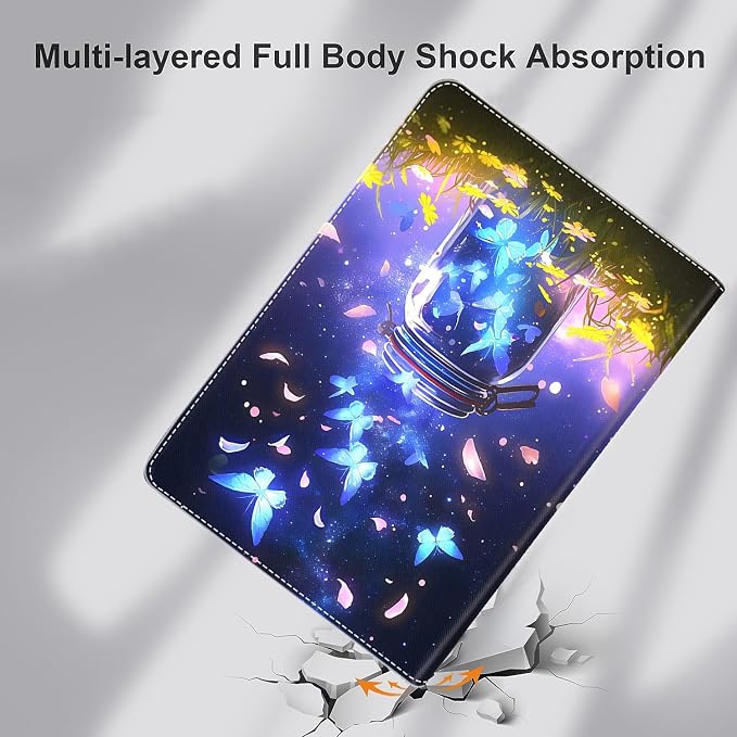 Case for iPad (A16) 11th Generation 11 Inch (2025) iPad 10th Generation 10.9 Inch (2022)，Slim Fit Foldable Standing Cover Case with Auto Sleep/Wake Retro Moth