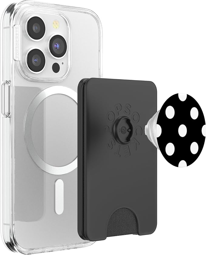 Polka Dot Black and White Pattern PopSockets Adhesive PopGrip